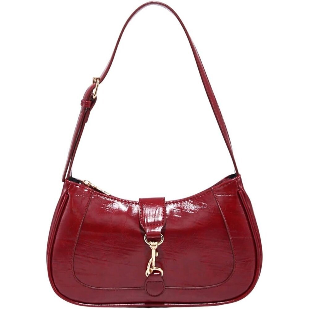 Women’s Red Retro Vintage Hobo Bag Elegant Underarm Purse & Shoulder Bag